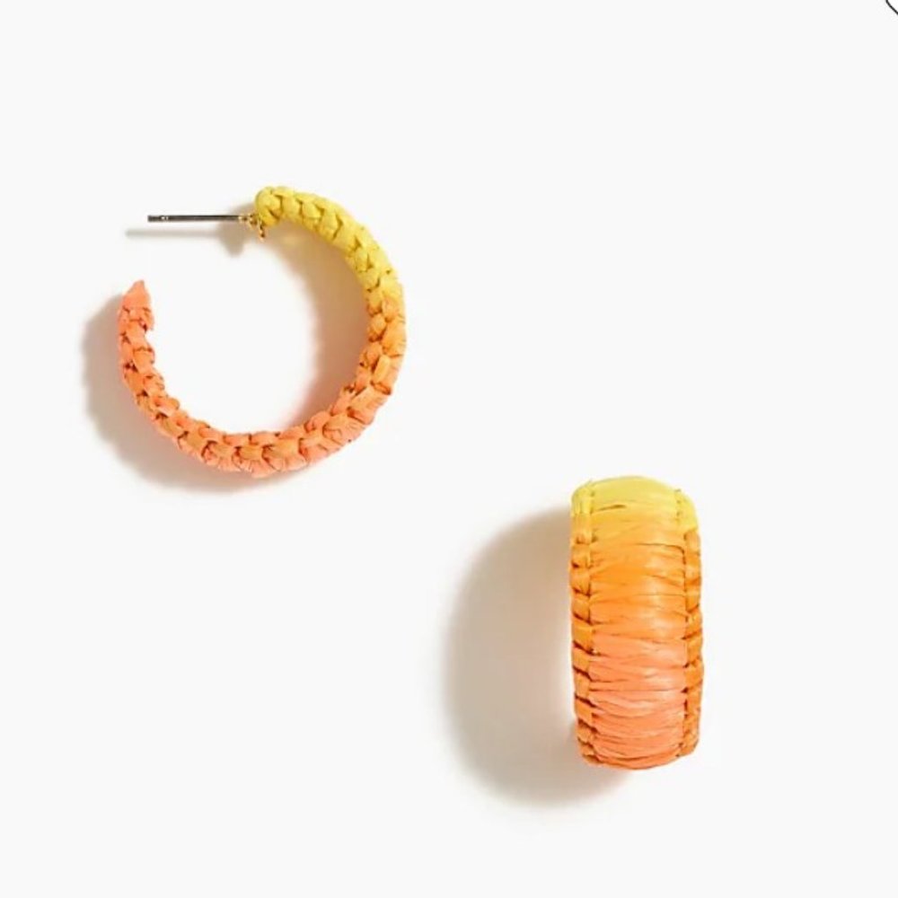 NWT J Crew Raffia Wrapped Hoop Earrings